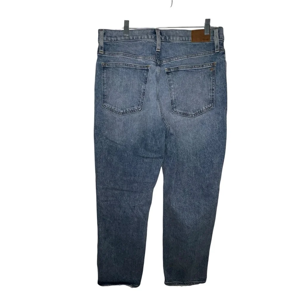 Madewell The Perfect Vintage Straight Jean in Kingsbury Wash Knee-Rip Edition 31